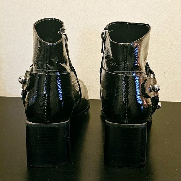 Black Patent Leather Ankle Boots - Picture 5 of 6